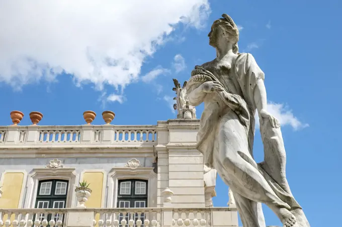 Portugal, Lisbon, Statue outside of Royal Palace