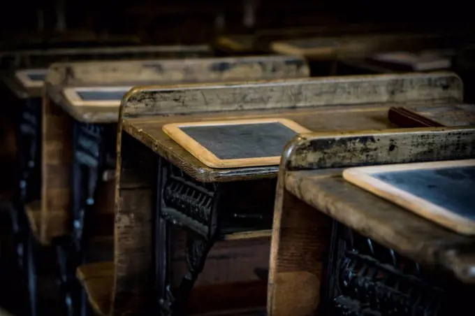Desks in old school