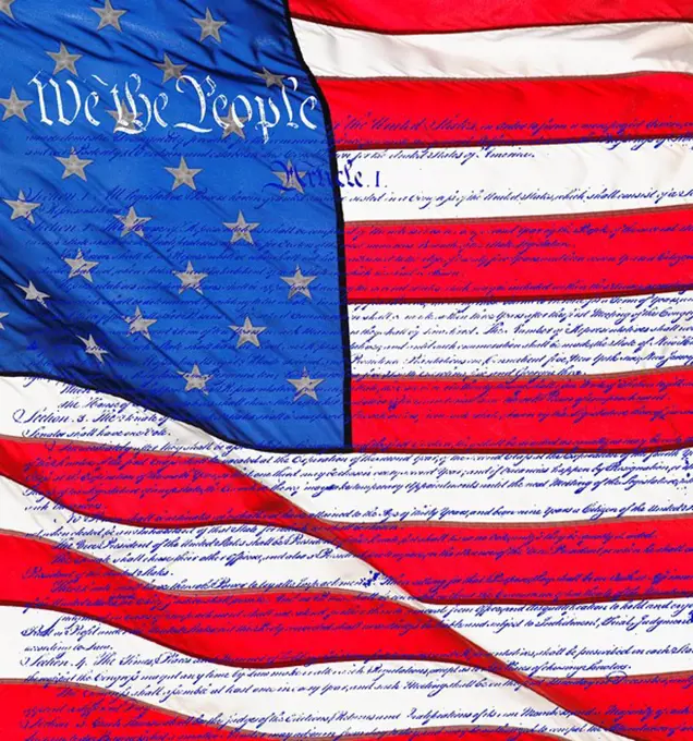 Declaration of Independence on the American flag