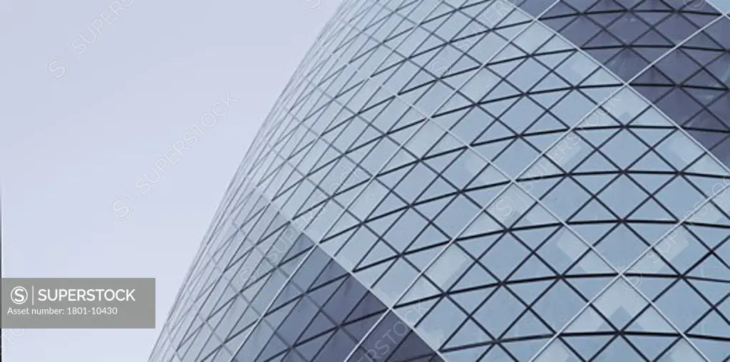 SWISS RE HEADQUARTERS, 30 ST MARYS AXE, LONDON, EC3 FENCHURCH, UNITED KINGDOM, DETAIL OF EXTERIOR, FOSTER AND PARTNERS