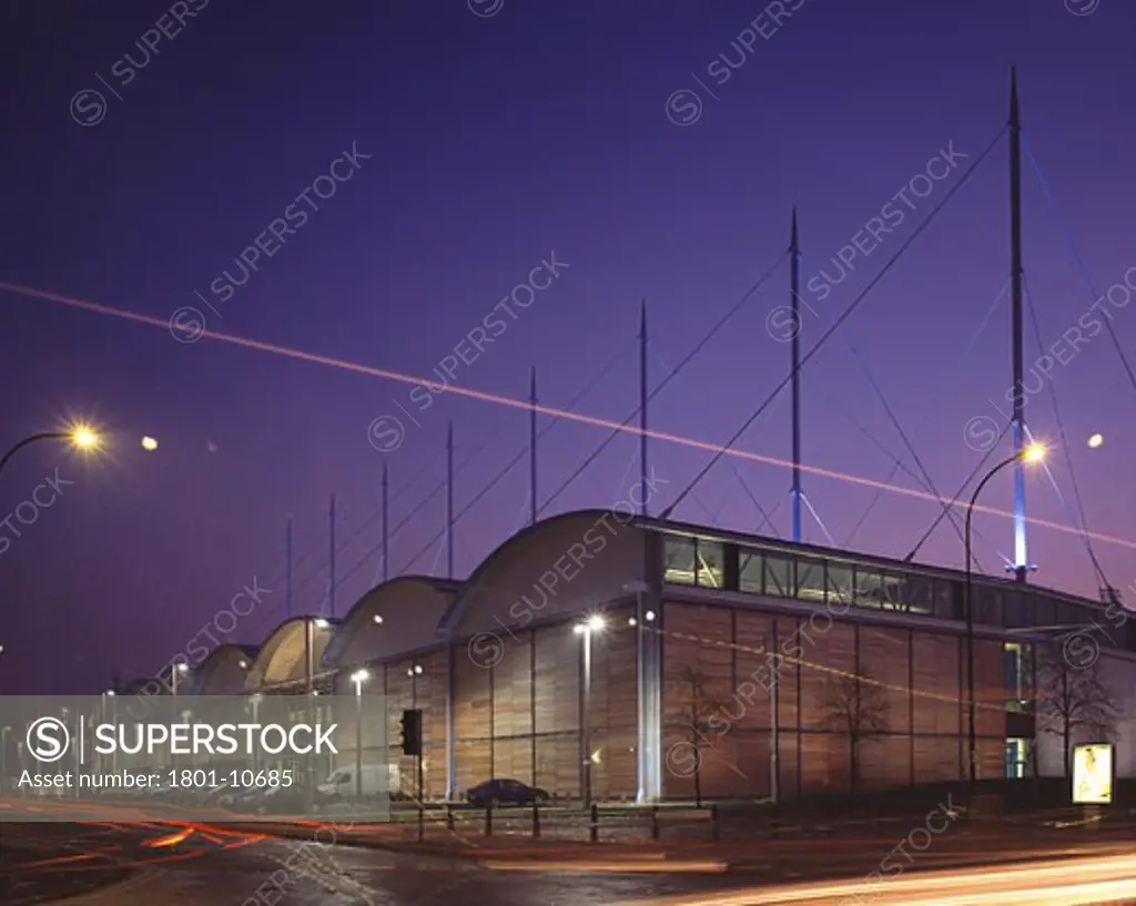 ENGLISH INSTITUTE OF SPORT, COLERIDGE ROAD, SHEFFIELD, SOUTH YORKSHIRE, UNITED KINGDOM, NIGHTSHOT FROM THE MAIN ROAD, FAULKNER BROWNS