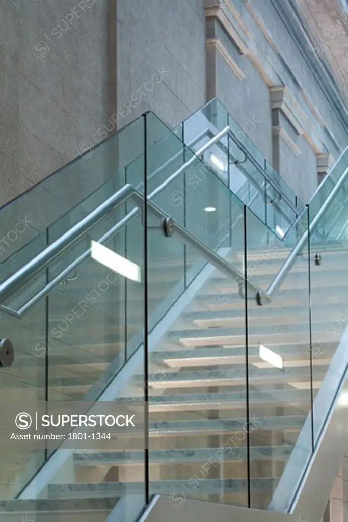 CORK CIVIC OFFICES, CORK, IRELAND, STAIR WITH GLASS, ABK ARCHITECTS
