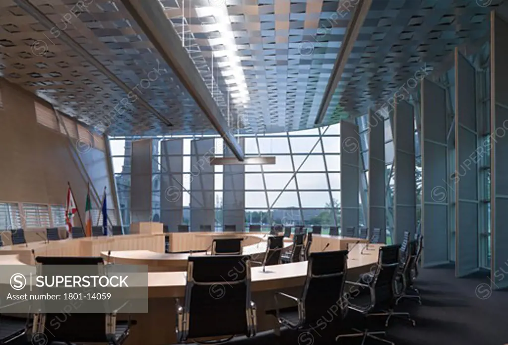 KILDARE COUNTY COUNCIL OFFICES, NAAS, KILDARE, IRELAND, COUNCIL CHAMBER, HENEGHAN PENG