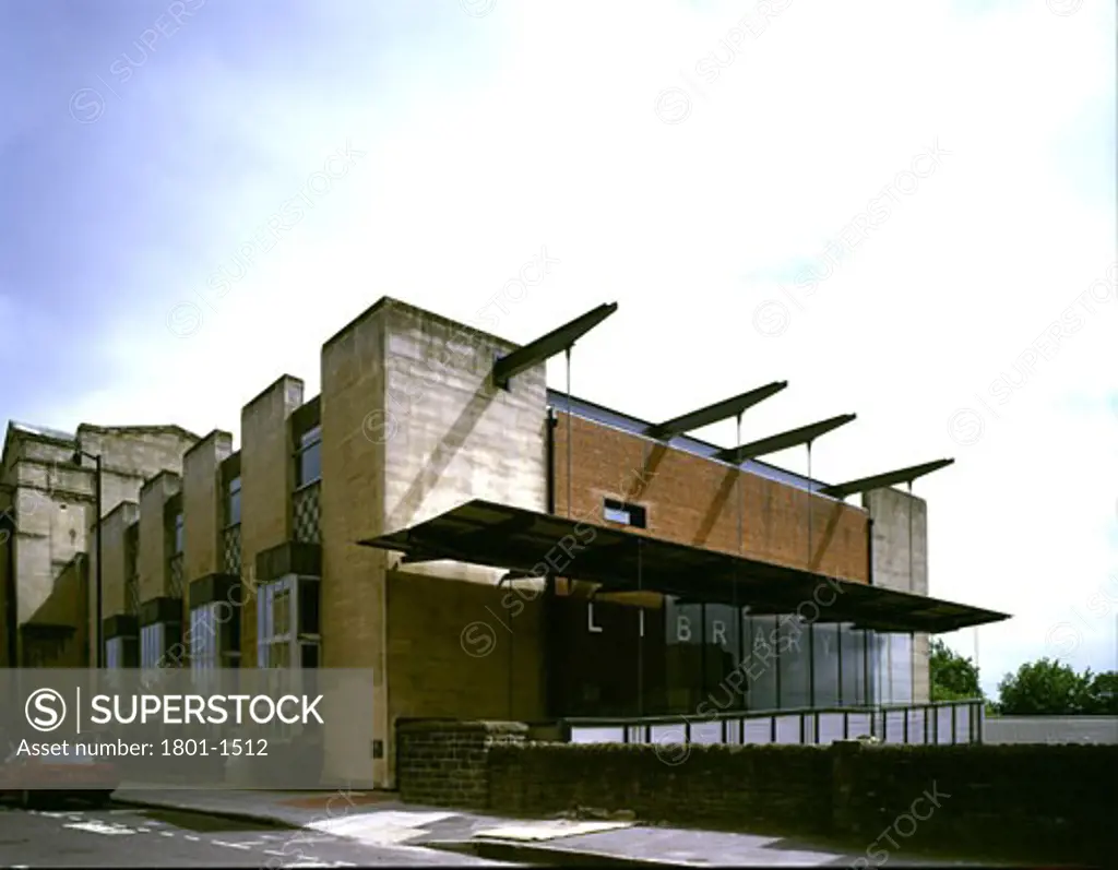 BRISTOL CITY LIBRARY, BRISTOL, UNITED KINGDOM, OVERALL VIEW FROM ROAD, ARCHITECTON