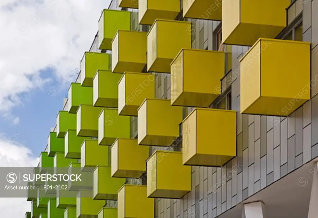 BARKING LEARNING CENTRE AND APARTMENTS, BARKING, LONDON, UNITED KINGDOM, COLOURFUL BALCONIES, AHMM (ALLFORD HALL MONAGHAN MORRIS LLP)