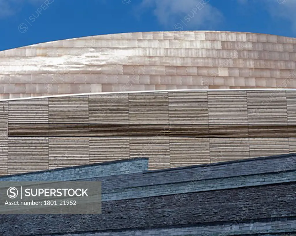 WELSH MILLENNIUM CENTRE, CARDIFF BAY, CARDIFF, UNITED KINGDOM, DETAIL: ABSTRACT MATERIALS PALLET, PERCY THOMAS ARCHITECTS