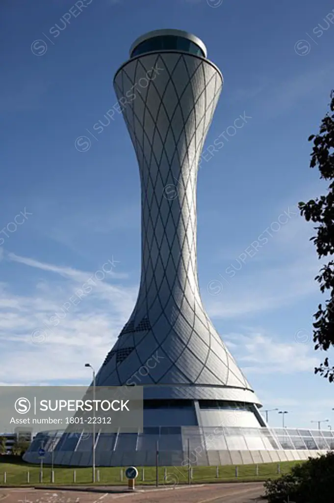 AIR TRAFFIC CONTROL TOWER, EDINBURGH AIRPORT, EDINBURGH, MID LOATHIAN, UNITED KINGDOM, STAND ALONE VIEW FROM LINK ROAD, REID ARCHITECTURE