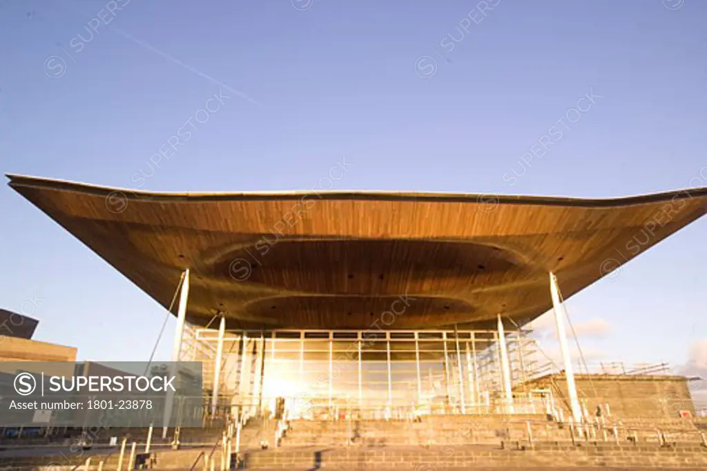 NATIONAL ASSEMBLY OF WALES, CARDIFF BAY, CARDIFF, UNITED KINGDOM, FRONT ELEVATION, ROGERS STIRK HARBOUR + PARTNERS