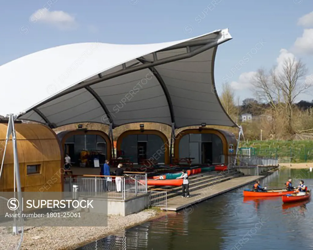 WHITLINGHAM OUTDOOR EDUCATION CENTRE, WHITLINGHAM COUNTRY PARK, NORWICH, NORFOLK, UNITED KINGDOM, VIEW WITH LAUNCHING OF CANOES, SNELL ASSOCIATES
