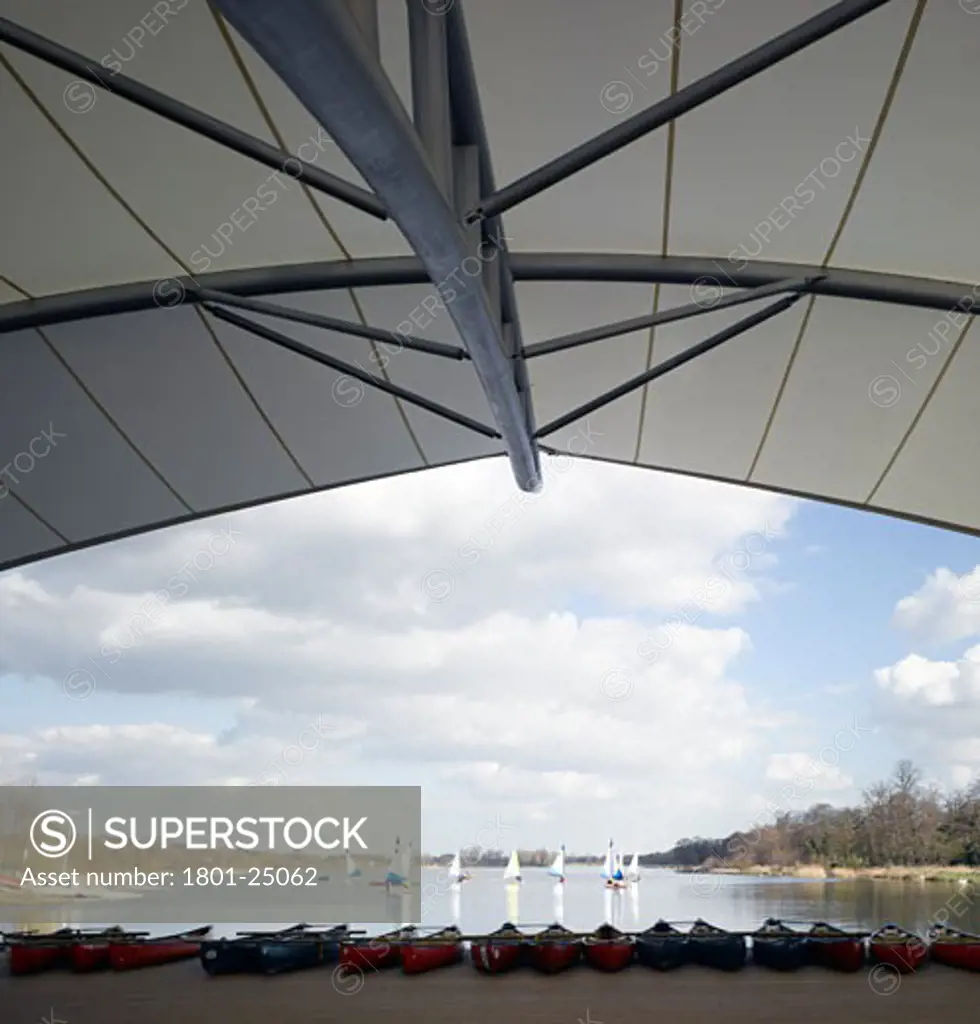 WHITLINGHAM OUTDOOR EDUCATION CENTRE, WHITLINGHAM COUNTRY PARK, NORWICH, NORFOLK, UNITED KINGDOM, UNDER THE CANOPY WITH SAILING 'TOPPERS' ON BOARD, SNELL ASSOCIATES