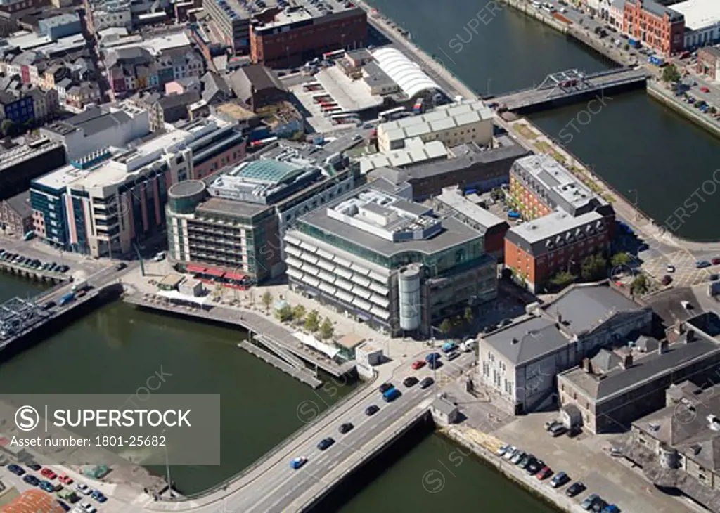 CLARION HOTEL AND CITY QUARTER OFFICES, LAPPS QUAY, CORK, IRELAND, AERIAL VIEW, SCOTT TALLON WALKER