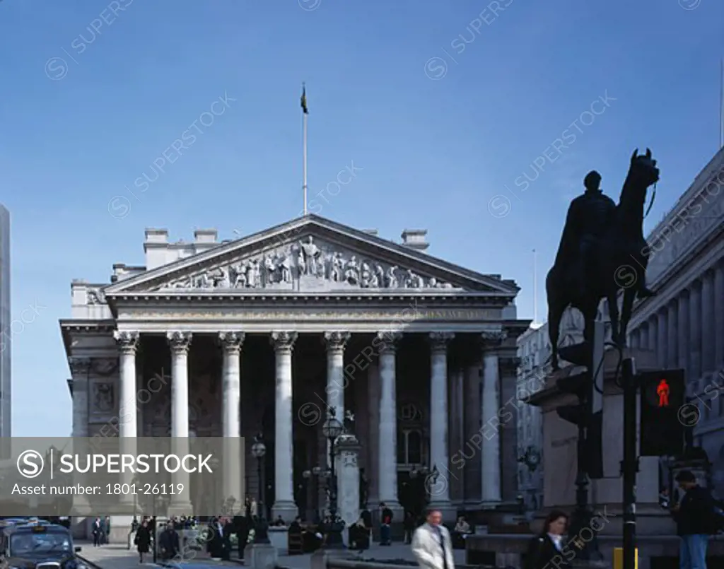 ROYAL EXCHANGE CORNHILL, CITY OF LONDON, LONDON, EC1 CLERKENWELL, UNITED KINGDOM, VIEW FROM BANK OF ENGLAND, SIR WILLIAM TITE