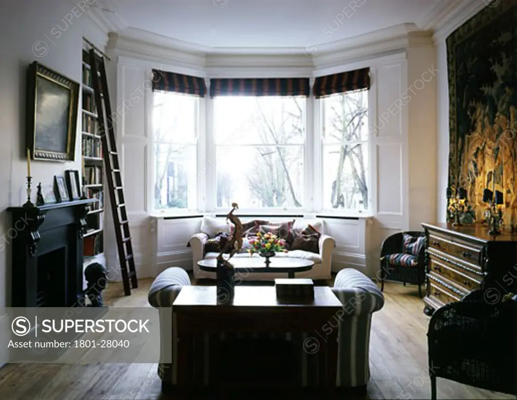 PRIVATE HOUSE, LONDON, NW3 HAMPSTEAD, UNITED KINGDOM, DRAWING ROOM TO WINDOW, ARCHITECT UNKNOWN