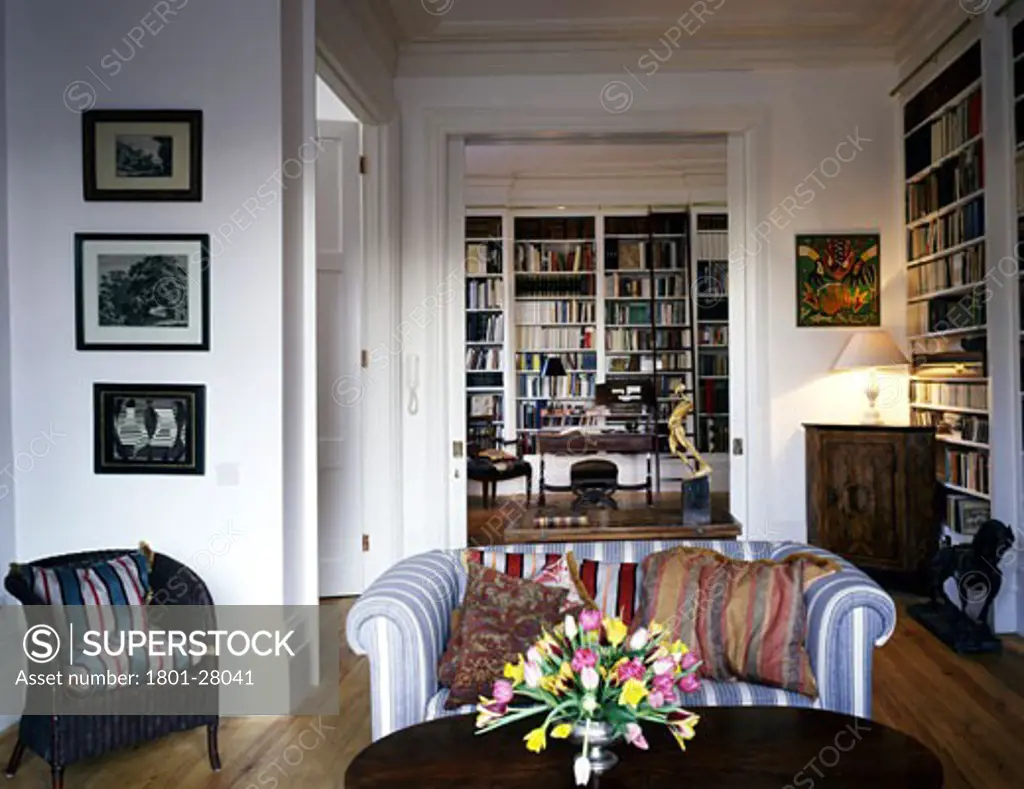 PRIVATE HOUSE, LONDON, NW3 HAMPSTEAD, UNITED KINGDOM, DRAWING ROOM TO LIBRARY, ARCHITECT UNKNOWN