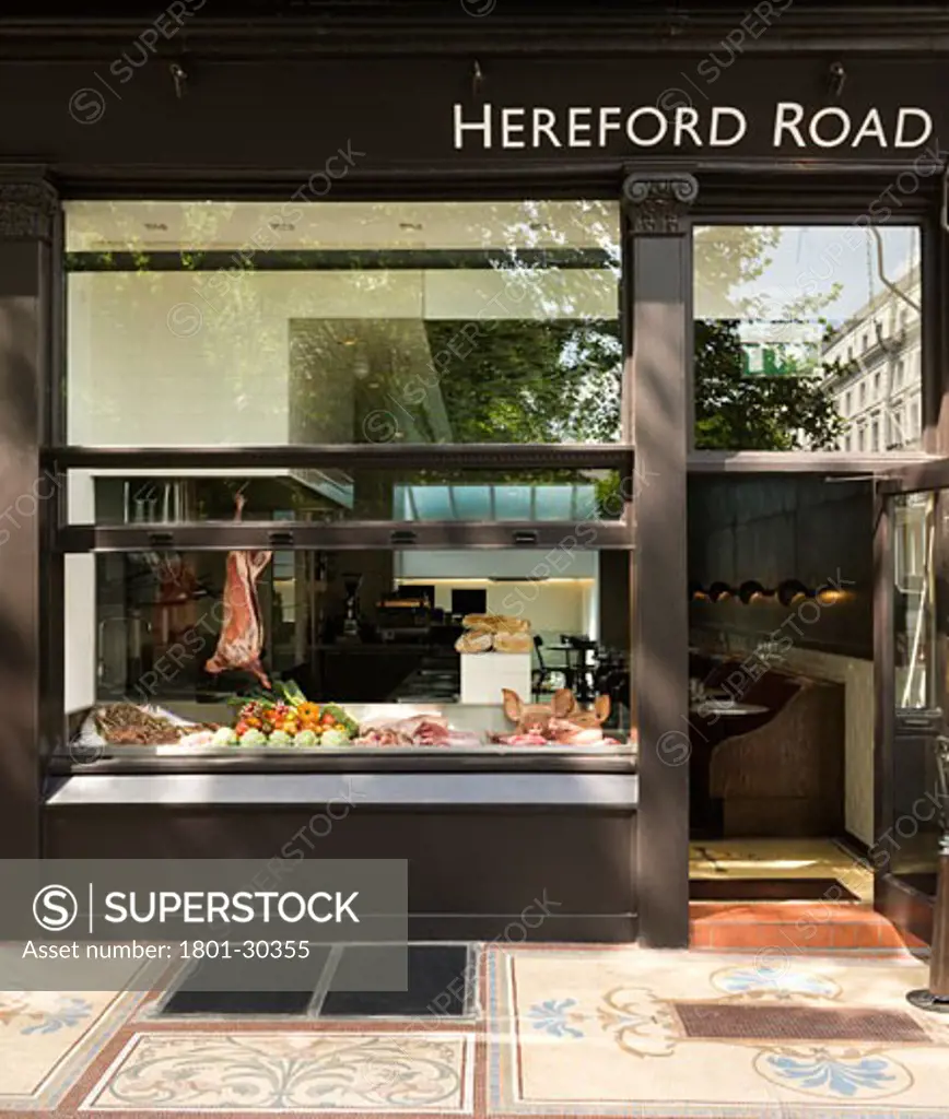 Hereford road restaurant exterior view of front food display., Hereford Road Restaurant, Hereford Road, London, W2 Paddington, United Kingdom, Andy Martin Associates