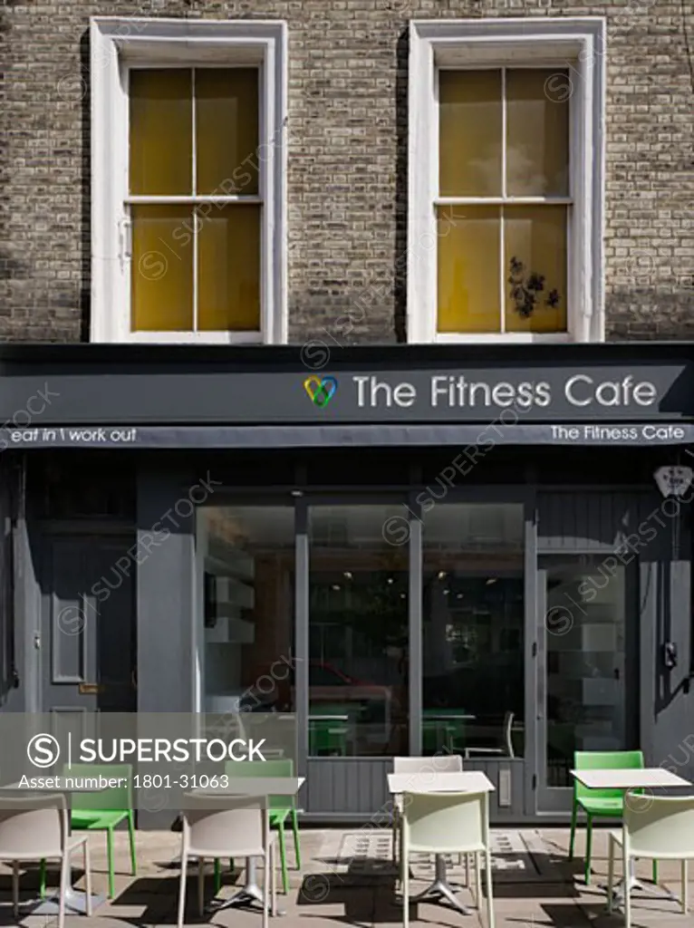 Fitness cafe exterior., Fitness Cafe, 97 Boundary Road, London, NW8 St John's Wood, United Kingdom, DMD Architects