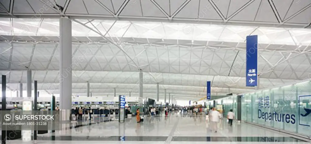 Chek lap kok hong kong international airport departures land side., Chek Lap Kok Hong Kong International Airport, Hong Kong, Hong Kong, Foster and Partners