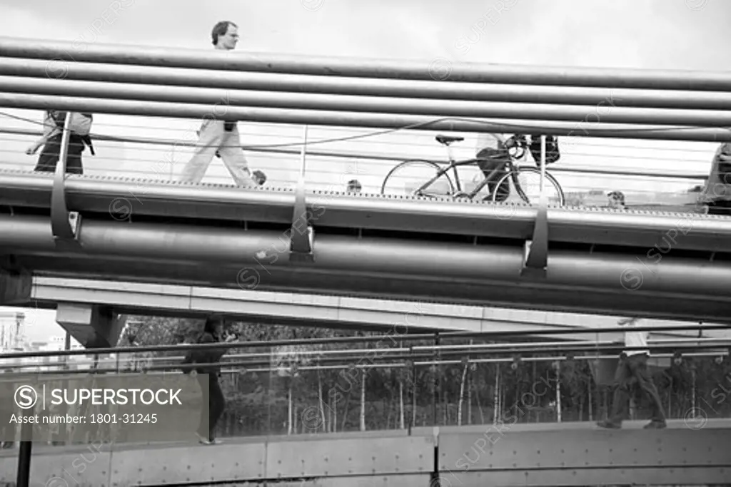 Millennium bridge daytime exterior., Millennium Bridge, London, SE1 Southwark + Bermondsey, United Kingdom, Foster and Partners Ove Arup and Partners and Sir Anthony Caro