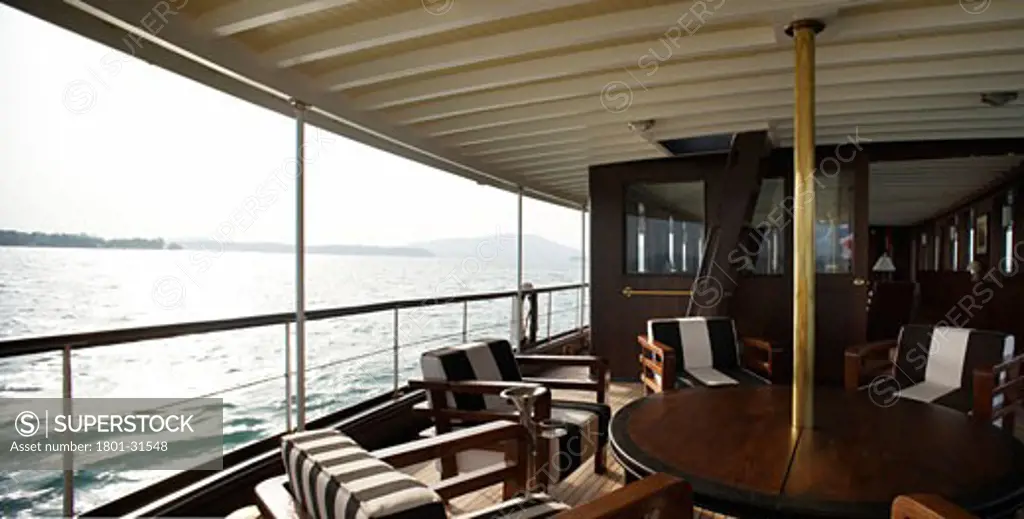 Maid marian 2 panoramic view of outdoor seating area on the stern deck., Maid Marian, Phuket, Changwat, Thailand, Flux Interiors