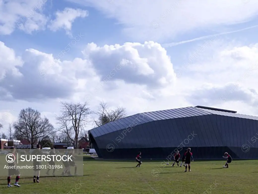 Highdown school view with footballers., Highdown School, Reading, Berkshire, United Kingdom, Haverstock Associates Llp