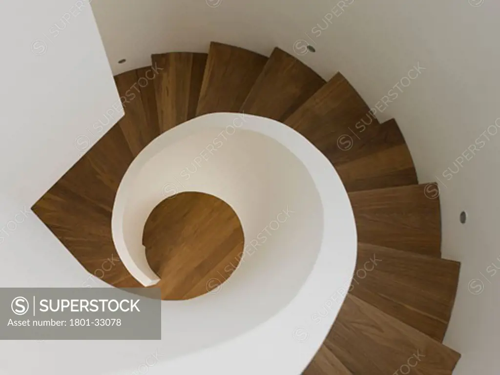 Private house staircase from above with natural lighting., Private House, Marylebone, London, W1 Oxford Street, United Kingdom, Reading and West Architects