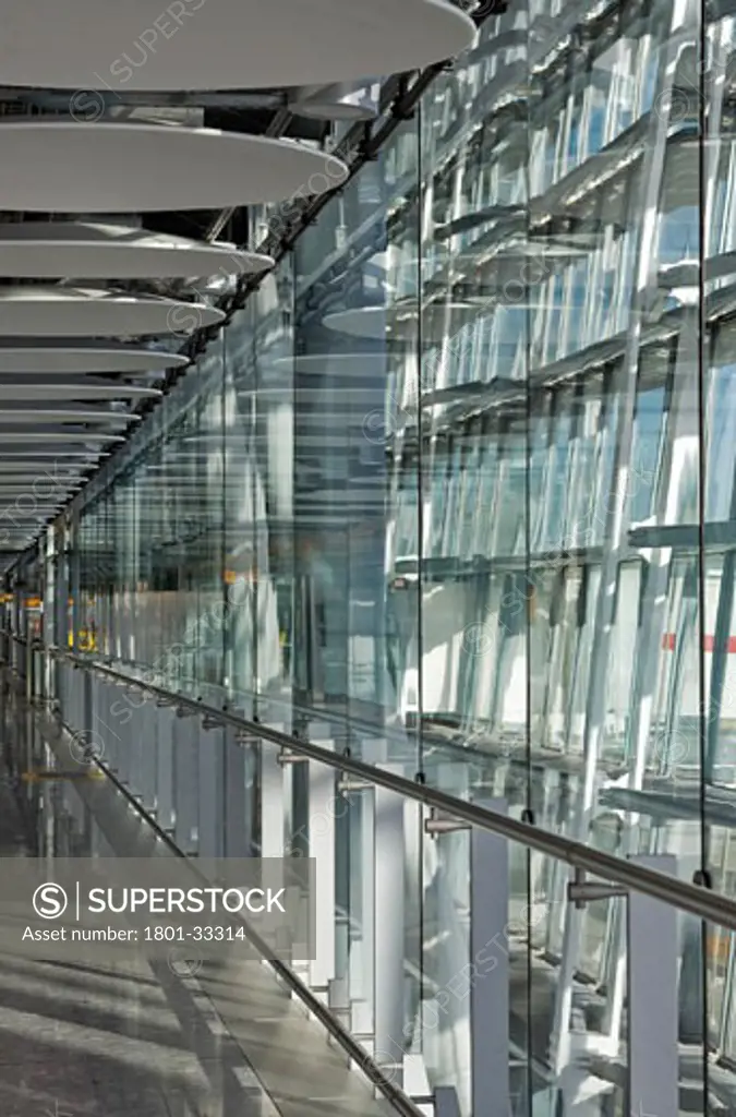 Terminal 5 heathrow airport interior glazing., Terminal 5 Heathrow Airport, Bath Road, Hayes, Middlesex, United Kingdom, Rogers Stirk Harbour + Partners