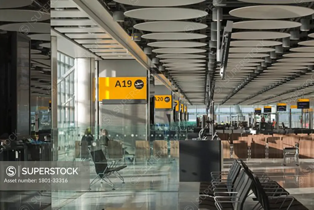 Terminal 5 heathrow airport airside departure lounge., Terminal 5 Heathrow Airport, Bath Road, Hayes, Middlesex, United Kingdom, Rogers Stirk Harbour + Partners