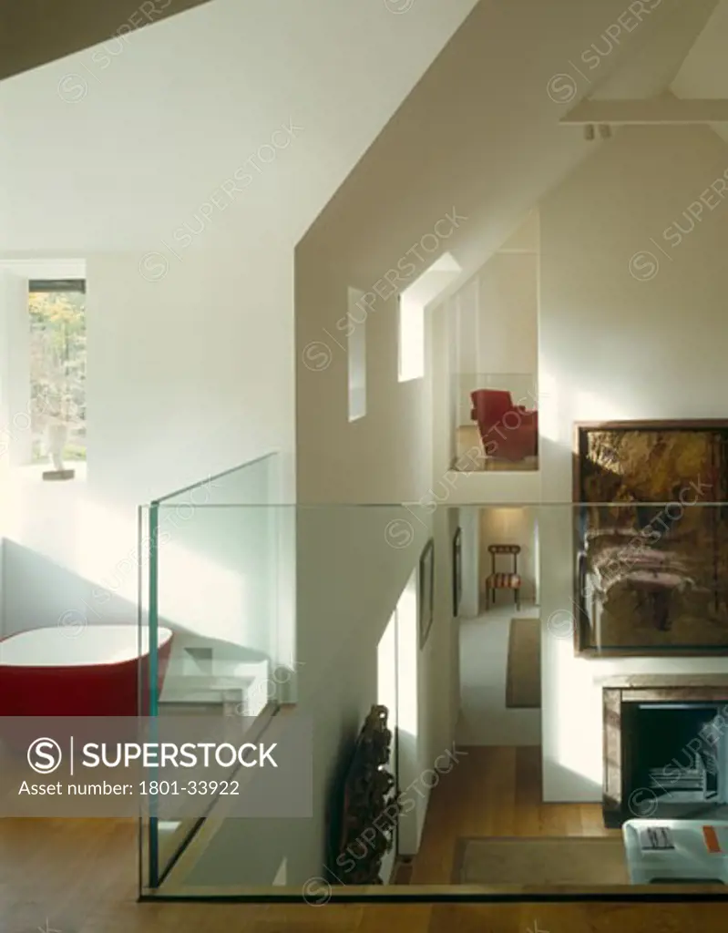 Homestead house master bedroom to living room., Homestead House, Aylesbury, Buckinghamshire, United Kingdom, Timothy Hatton Architects