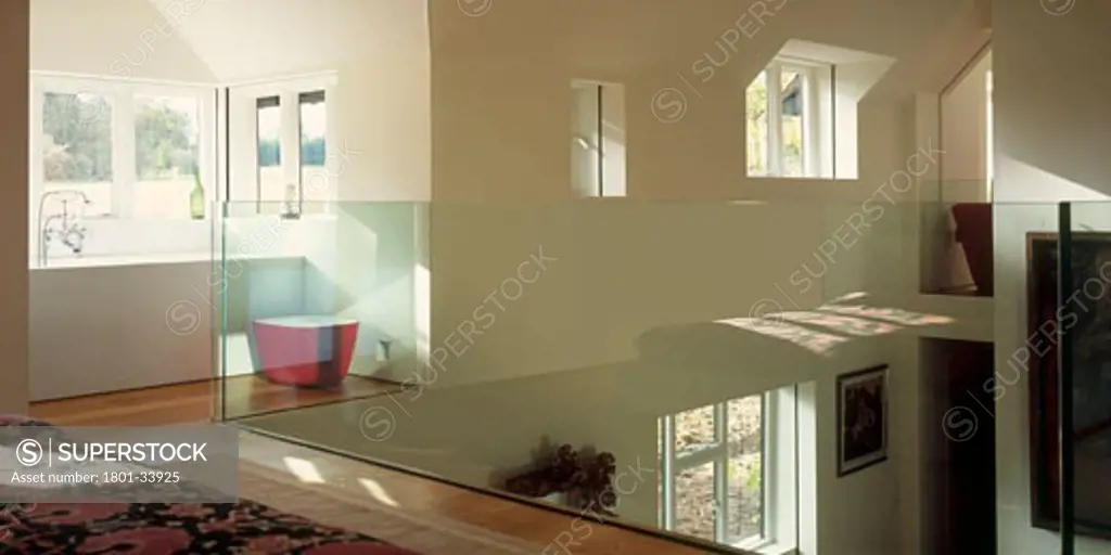 Homestead house bedroom to bathroom., Homestead House, Aylesbury, Buckinghamshire, United Kingdom, Timothy Hatton Architects