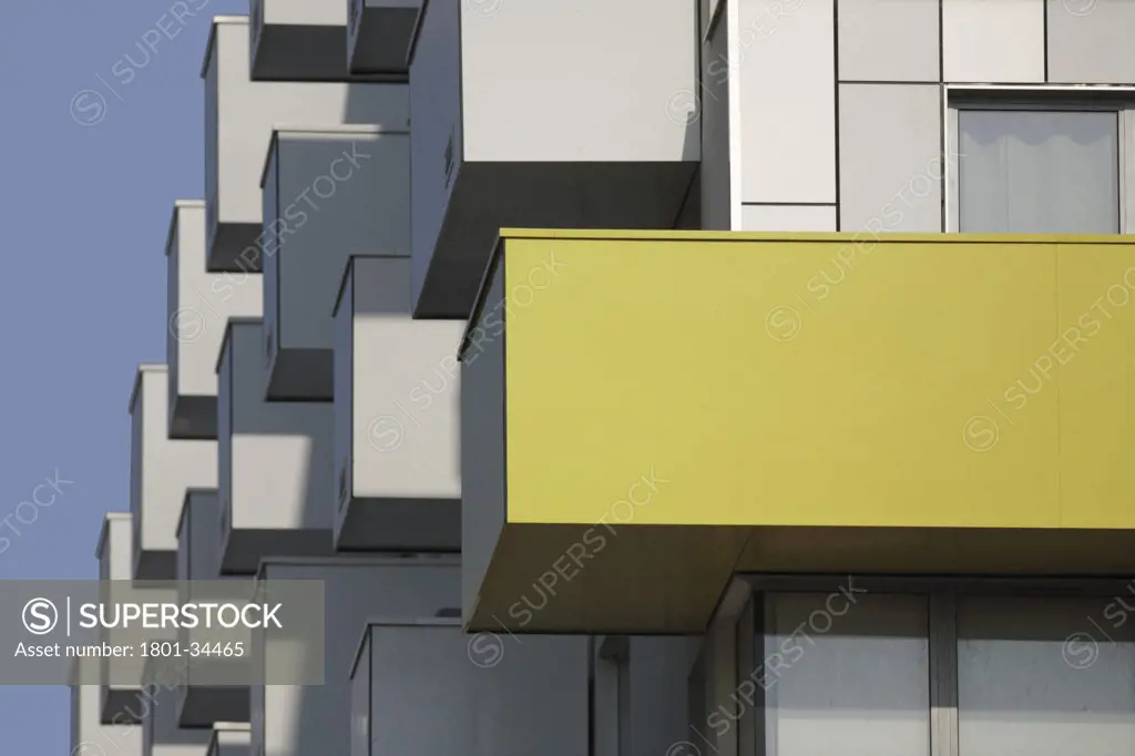 Barking Learning Centre and Apartments, London, United Kingdom, Ahmm Allford Hall Monaghan Morris Llp, Barking central learning centre and apartments yellow and white balconies.