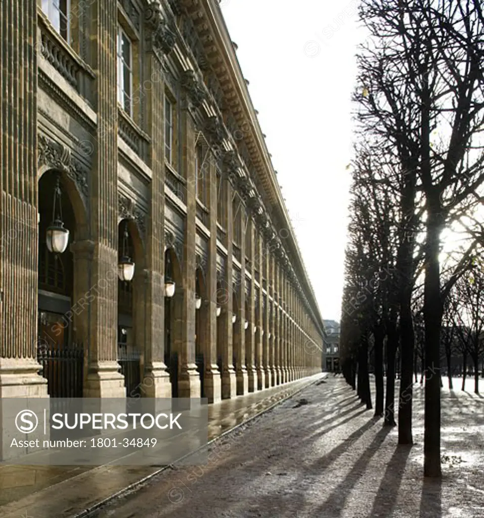 Stella McCartney Store, Paris, France, Angus Pond Architects, Stella McCartney store exterior of colonnade.