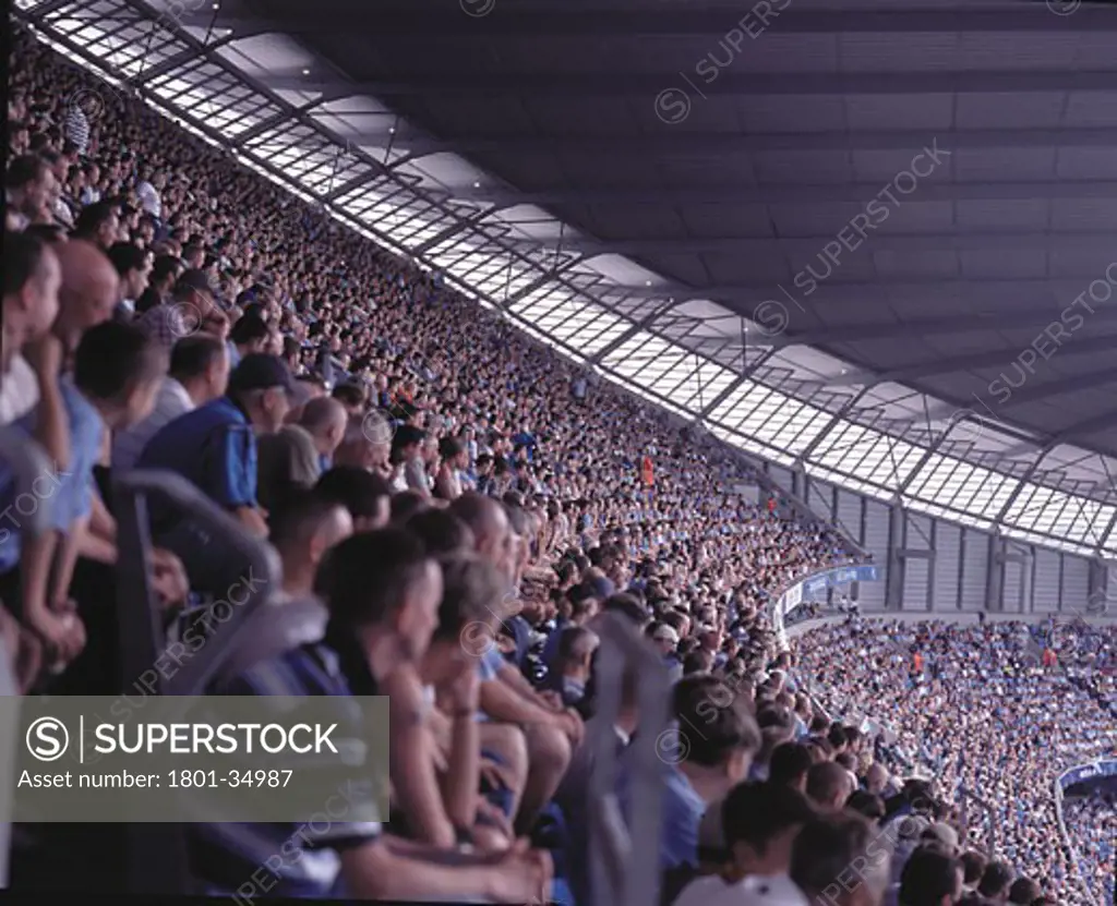 City of Manchester Stadium, Manchester, United Kingdom, Arup Associates, City of manchester stadium football match.
