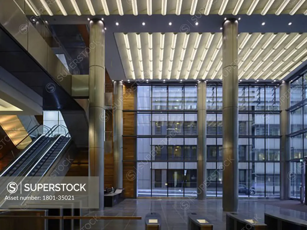 Ropemaker Office Building, London, United Kingdom, Arup Associates, Ropemaker office building london - main entrance lobby.