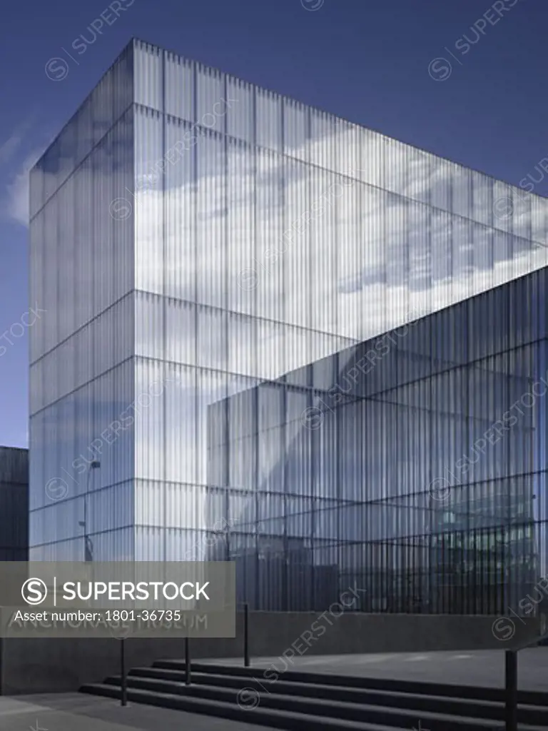 Anchorage Museum, Anchorage, United States, David Chipperfield, Anchorage museum linear volumes forming a highly reflective glass facade.