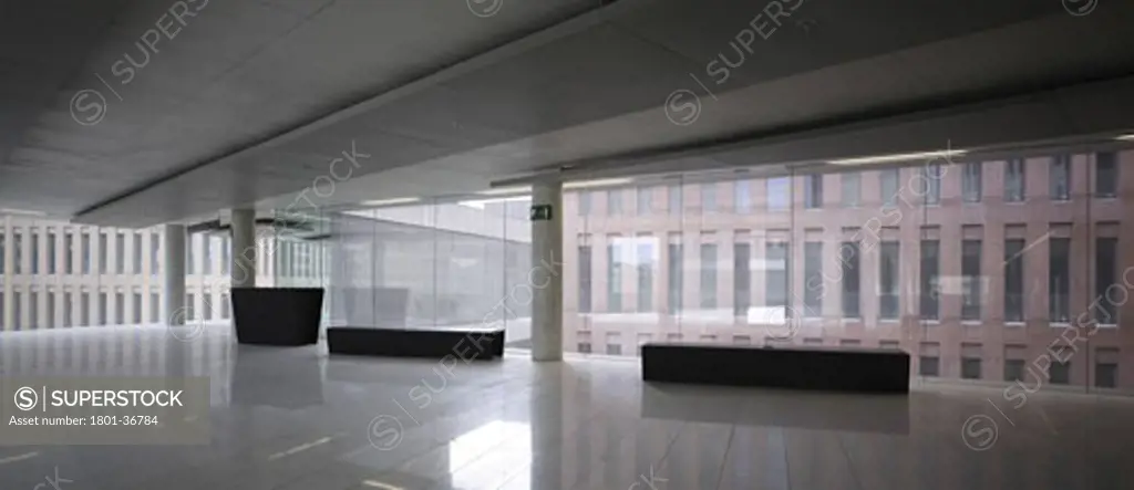 City of Justice, Barcelona, Spain, David Chipperfield, Justice center barcelona - first floor hallway.