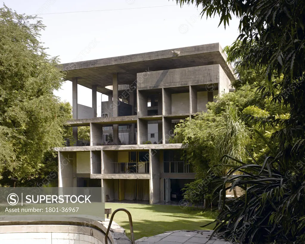 The Shodan House, Ahmedabad, India, Le Corbusier, Shodan house-overall view of rear elevation.