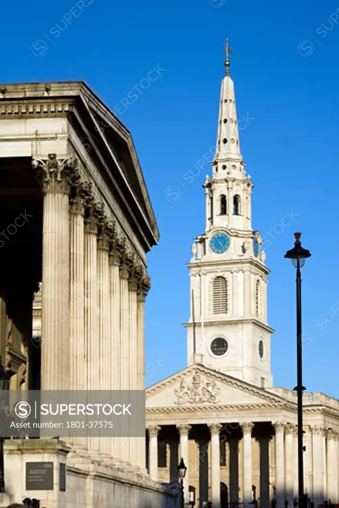 St Martins-in-the-fields, London, United Kingdom, Eric Parry, Long view of the west elevation with ng in profile.
