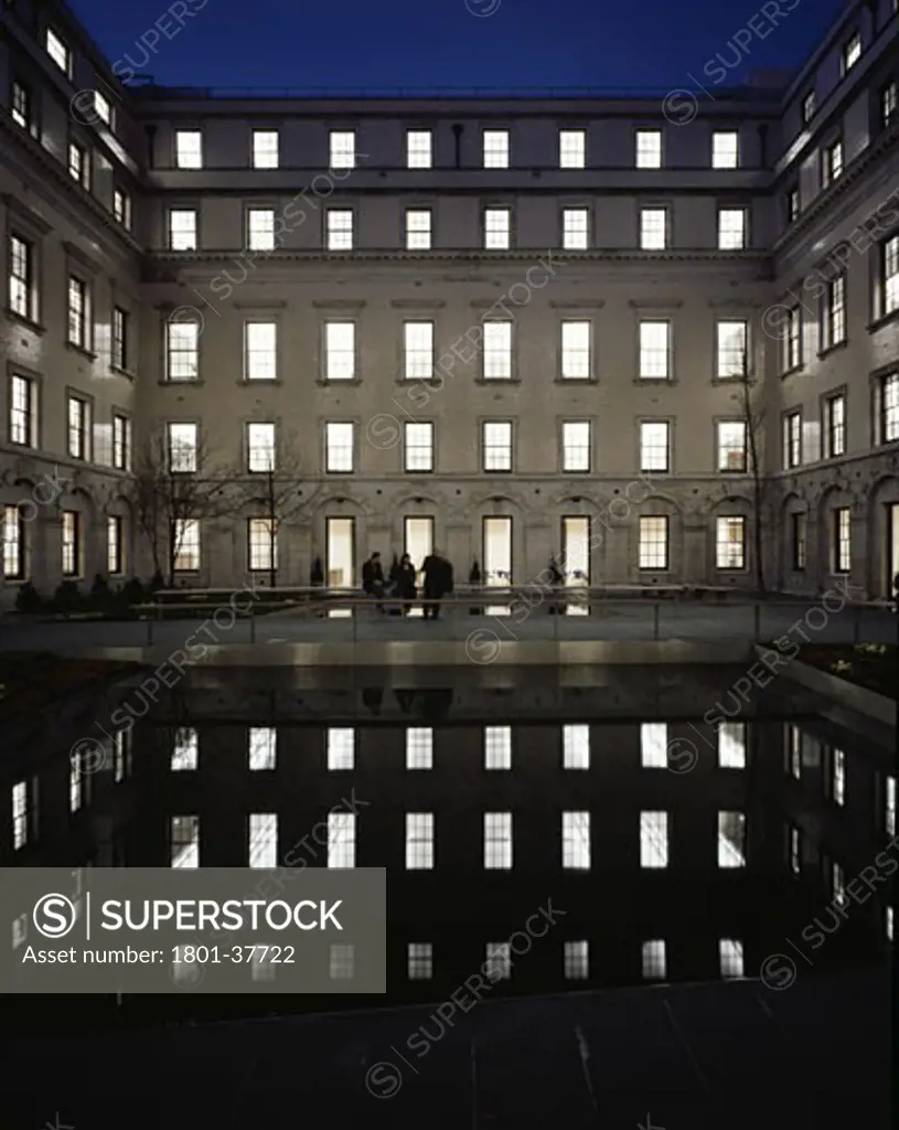 Hm Treasury, London, United Kingdom, Degw, Hm treasury courtyard at twilight.