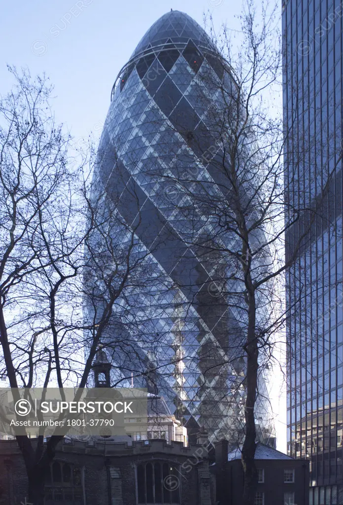 30 St Marys Axe, London, United Kingdom, Foster and Partners, Swiss re tower st mary axe gherkin.