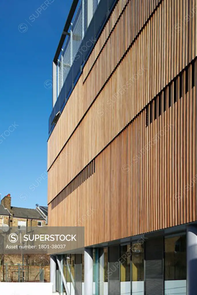 St Mary Magdalene Academy, London, United Kingdom, Feilden Clegg Bradley Architects, St mary magdalene academy wooden panelled wall.