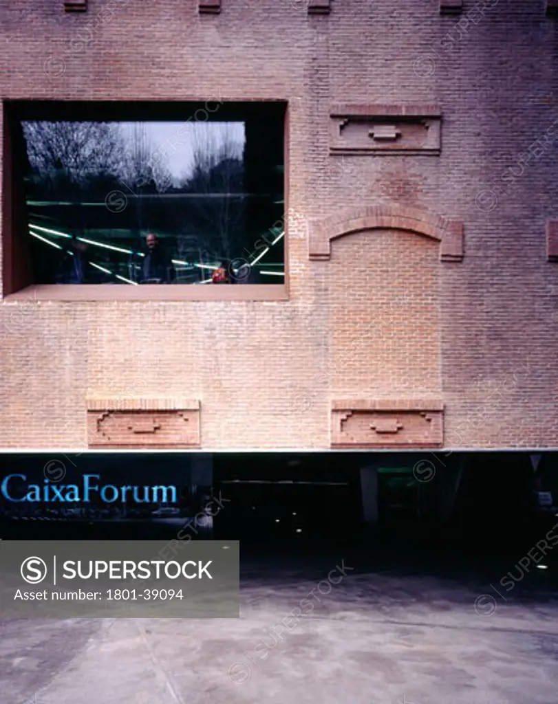 Caixa Forum Madrid, Madrid, Spain, Herzog & De Meuron, Caixa forum madrid front indow and underpass.