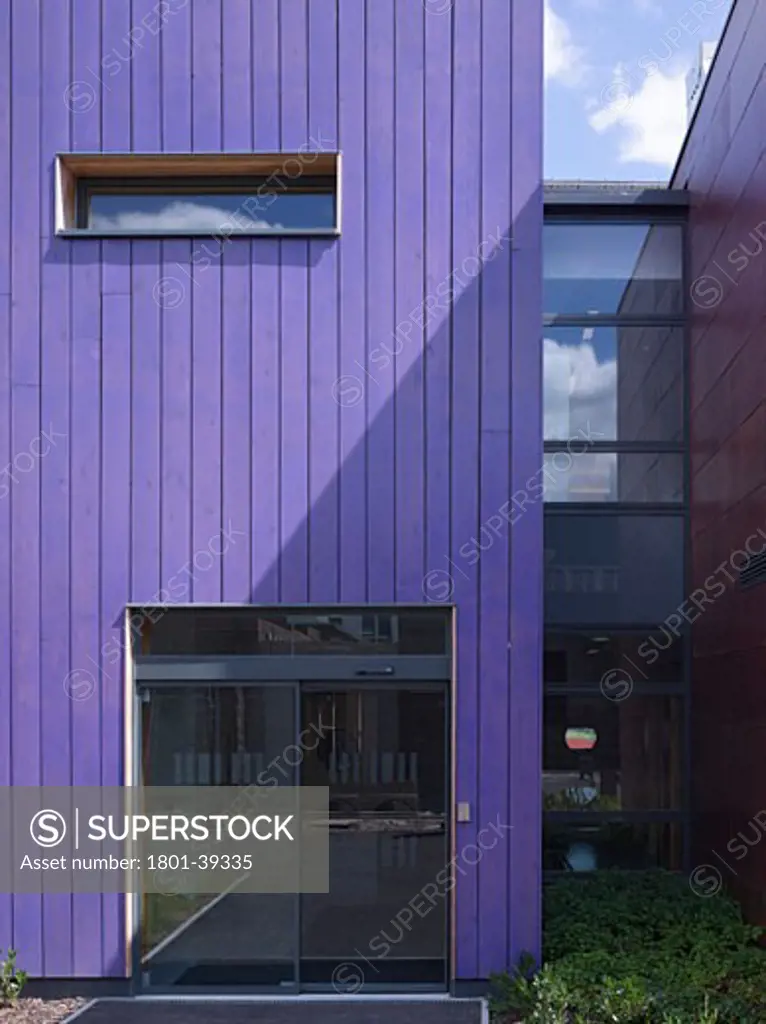 Meadowfield School, Sittingbourne, United Kingdom, Haverstock Associates Llp, Meadowfield school purple stained timber.