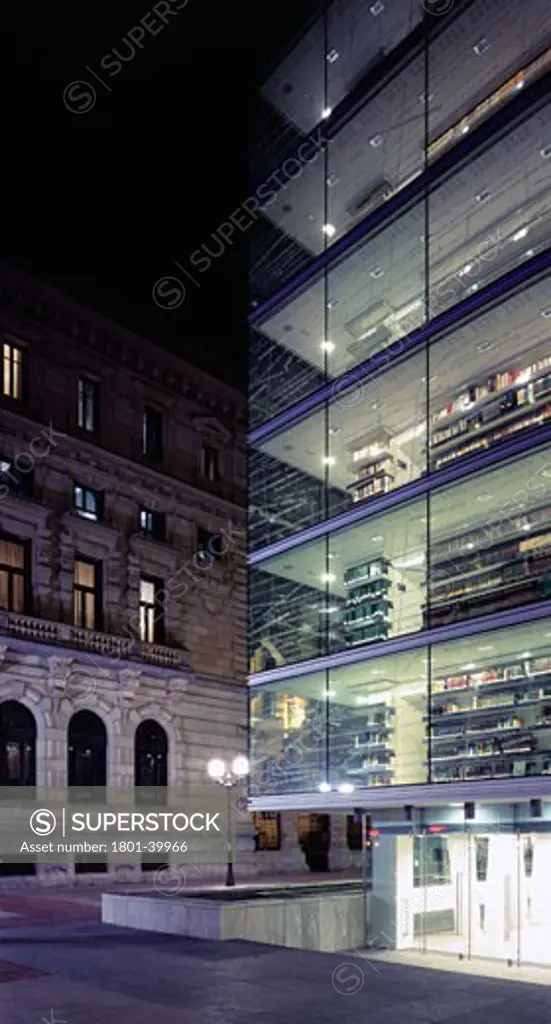 Foral Library, Bilbao, Spain, Imb Arquitectos, Foral library night view.
