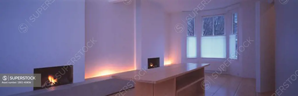 Private House, London, United Kingdom, John Pawson, Private house living room with fireplaces.