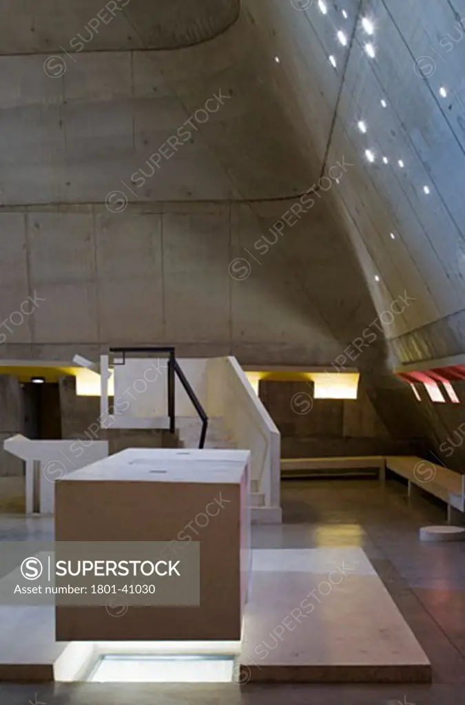 Eglise Saint-Pierre, Firminy-Vert, France, Le Corbusier // Jose Oubrerie Architects, Eglise saint-pierre interior with altar.
