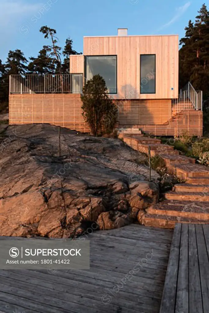 Arko Summerhouse, Arko, Sweden, Marge Arkitekter Ab, Arko summerhouse exterior in early evening.