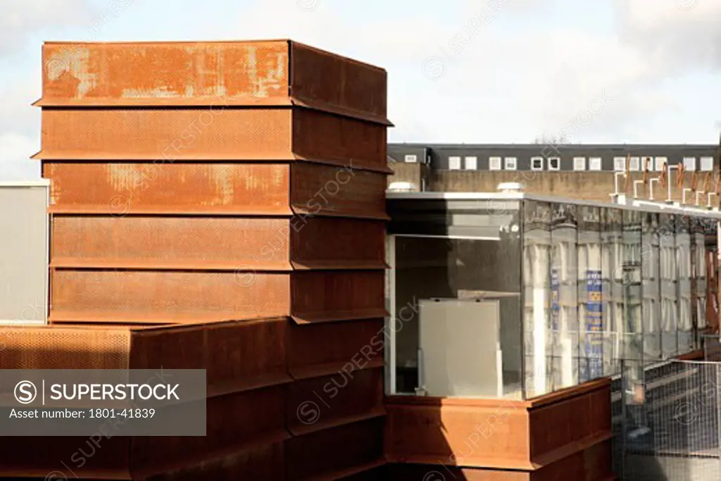 Jerwood Space, London, United Kingdom, Munkenbeck and Marshall, Jerwood space; corten-clad dedicated rehearsal space on the roof.