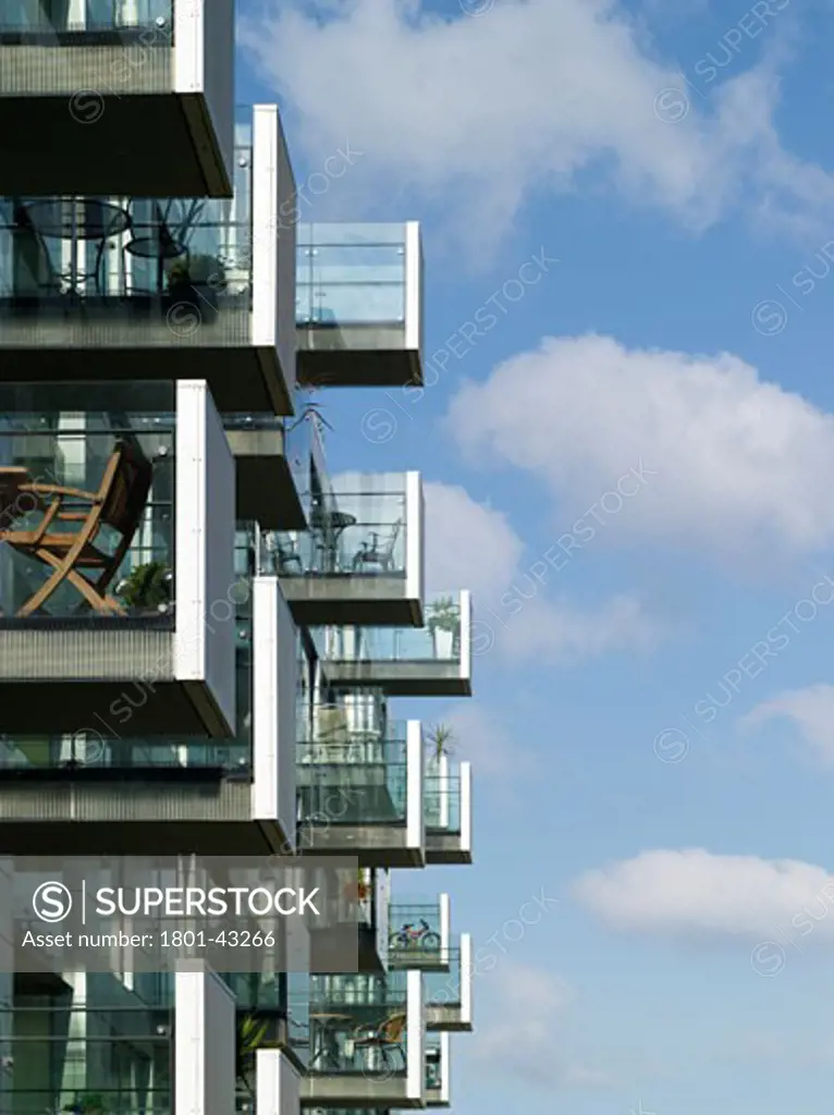 Angel Waterside Flats, London, United Kingdom, Pollard Thomas Edwards, Angel waterside flats view of glass balconies.