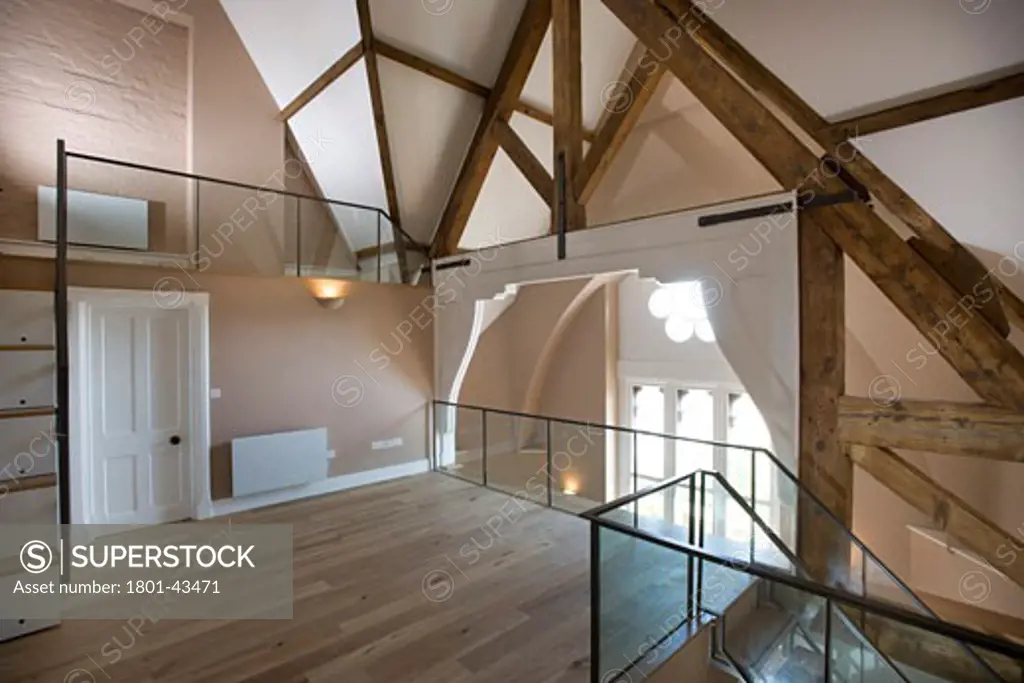 St. Pancras Chambers, London, United Kingdom, Rhwl Architects, St. Pancras chambers apartment interior with original roof beams aegrant smith 2009.