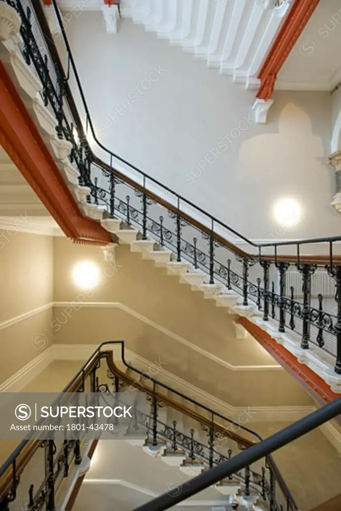 St. Pancras Chambers, London, United Kingdom, Rhwl Architects, St. Pancras chambers stairway in apartment block aegrant smith 2009.